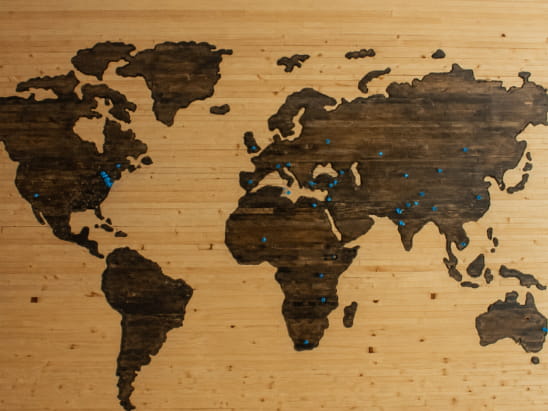 World map representing Africa access to global training
